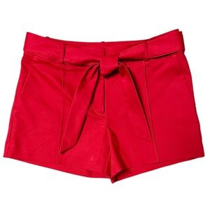 LOFT Bright Red Tie-Belt Dress Shorts Size 6